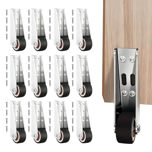 12 PCS Low Profile Casters, 500 Lbs Small Silent Side Mount Casters, Silent Rubber Low Profile Caster Wheels for Sagging Door Repair, Furniture, Drawer, Underbed Storage, Sliding Door, Room Door in Kuwait