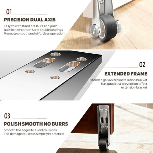 12 PCS Low Profile Casters, 500 Lbs Small Silent Side Mount Casters, Silent Rubber Low Profile Caster Wheels for Sagging Door Repair, Furniture, Drawer, Underbed Storage, Sliding Door, Room Door in Kuwait