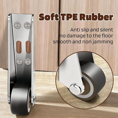 12 PCS Low Profile Casters, 500 Lbs Small Silent Side Mount Casters, Silent Rubber Low Profile Caster Wheels for Sagging Door Repair, Furniture, Drawer, Underbed Storage, Sliding Door, Room Door in Kuwait