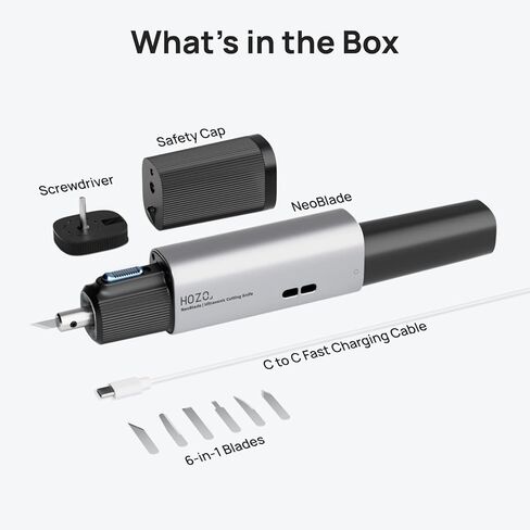 قاطعة الموجات فوق الصوتية اللاسلكية HOZO NeoBlade - اهتزاز 40 كيلو هرتز وضبط الطاقة التلقائي 40 وات، بطارية قابلة للاستبدال، تبريد توربو، وضعين للقطع - للطباعة ثلاثية الأبعاد، والأعمال الخشبية، والنماذج الأولية، وتعديل النماذج والأدوات اليدوية in Kuwait