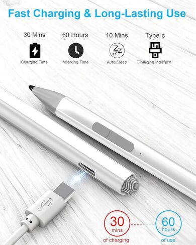 قلم Surface Pro 9/8/7/6/5/X لجهاز Microsoft - قلم Surface Pro/Go/Book/Laptop/Studio مع حساسية الضغط 4096 ورفض راحة اليد، ملحق مغناطيسي قابل لإعادة الشحن، قلم Windows Surface الرقمي in Kuwait