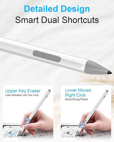 قلم Surface Pro 9/8/7/6/5/X لجهاز Microsoft - قلم Surface Pro/Go/Book/Laptop/Studio مع حساسية الضغط 4096 ورفض راحة اليد، ملحق مغناطيسي قابل لإعادة الشحن، قلم Windows Surface الرقمي in Kuwait