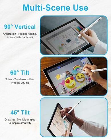 قلم Surface Pro 9/8/7/6/5/X لجهاز Microsoft - قلم Surface Pro/Go/Book/Laptop/Studio مع حساسية الضغط 4096 ورفض راحة اليد، ملحق مغناطيسي قابل لإعادة الشحن، قلم Windows Surface الرقمي in Kuwait