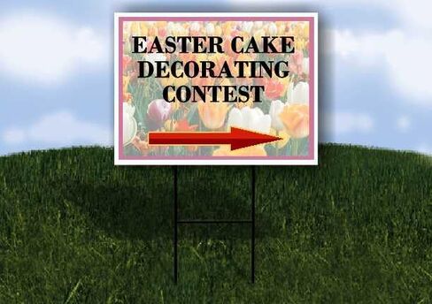 Easter Cake Decorating Contest Spring Flowers Tulips Up Arrows A-Frame Single Sided 23x23 in. sign in Saudi Arabia