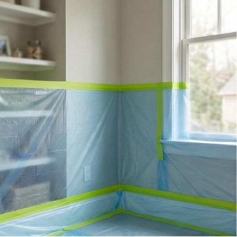 Tavira Pre - Taped Masking Film for Painting, 22 inch x 66 feet x 4 Rolls Painters Plastic Sheeting with Automotive Paint Tape and Drape for Covering Cars, Walls, Furniture and Windows Protection in Saudi Arabia