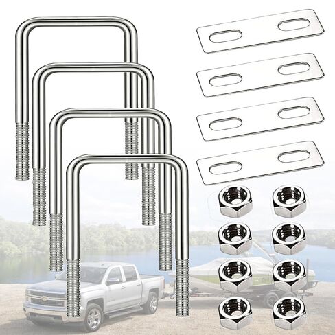M10 × 4 بوصة عرض × 7 بوصة طول 304 مسامير مربعة من الفولاذ المقاوم للصدأ على شكل حرف U مع صواميل ولوحة إطار لمقطورة السيارات أو قارب التزلج أو مقطورة المراكب الشراعية مربعة على شكل حرف U (M10 × 100 مم × 180 مم) in Kuwait