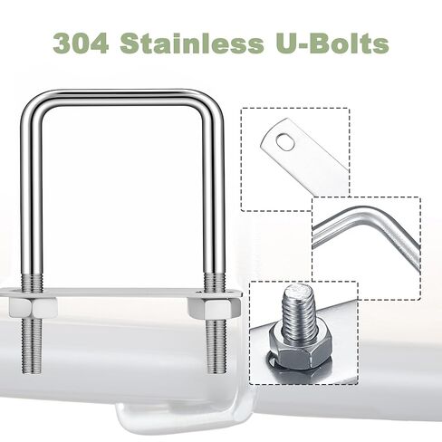 M10 × 4 بوصة عرض × 7 بوصة طول 304 مسامير مربعة من الفولاذ المقاوم للصدأ على شكل حرف U مع صواميل ولوحة إطار لمقطورة السيارات أو قارب التزلج أو مقطورة المراكب الشراعية مربعة على شكل حرف U (M10 × 100 مم × 180 مم) in Kuwait