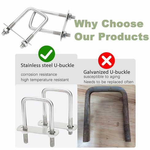 M10 × 4 بوصة عرض × 7 بوصة طول 304 مسامير مربعة من الفولاذ المقاوم للصدأ على شكل حرف U مع صواميل ولوحة إطار لمقطورة السيارات أو قارب التزلج أو مقطورة المراكب الشراعية مربعة على شكل حرف U (M10 × 100 مم × 180 مم) in Kuwait