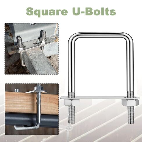 M10 × 4 بوصة عرض × 7 بوصة طول 304 مسامير مربعة من الفولاذ المقاوم للصدأ على شكل حرف U مع صواميل ولوحة إطار لمقطورة السيارات أو قارب التزلج أو مقطورة المراكب الشراعية مربعة على شكل حرف U (M10 × 100 مم × 180 مم) in Kuwait