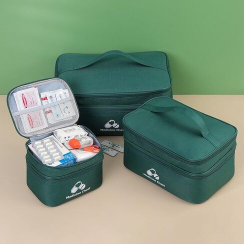 First Aid Bag, Empty Medical Supplies Organizer Bag Portable Trauma Kit for Home Office Kitchen Traveling Hiking Camping Backpacking Cycling, Green (Green) in Saudi Arabia