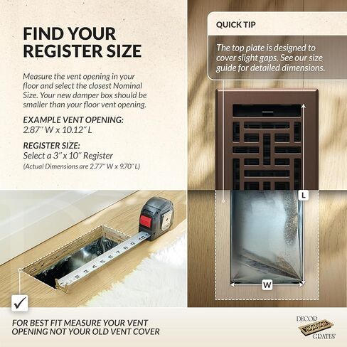 Decor Grates Metal Oriental Decorative Air Vent Cover 3x10 Floor Register – Adjustable Control Lever – AC Floor Vent Covers for Home Floor Vents – Fits 3 x 10 Inch Opening – Rubbed Bronze (AJH310-RB) in Kuwait