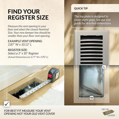 Decor Grates LAH310-NKL Louvered Floor Register, 3x10 Inches, Brushed Nickel in Kuwait