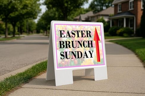 Easter Brunch Sunday Spring Flowers Tulips Directional Arrows A-Frame Double Sided 23x23 in. sign in Saudi Arabia