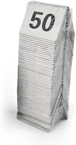 أرقام الطاولة، أرقام الطاولة، لوحة أرقام من الفولاذ المقاوم للصدأ، مثلثة مزدوجة الجوانب قابلة للتكديس 50 × 40 × 35 مم (1-50) in Kuwait