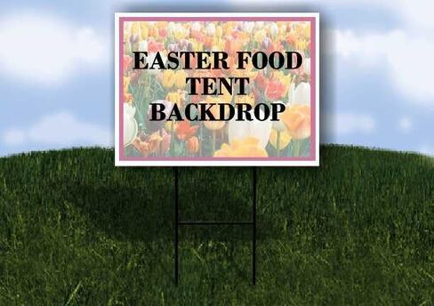 خيمة طعام عيد الفصح خلفية زهور الربيع والزنبق والسهام الاتجاهية وإطار مزدوج الجوانب مقاس 23 × 23 بوصة. in Kuwait