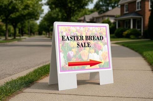Easter Bread Sale Spring Flowers Tulips Directional Arrows A-Frame Double Sided 23x23 in. sign in Kuwait