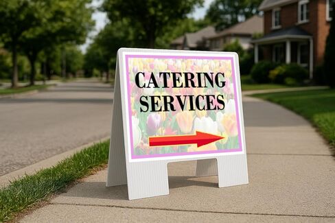 Catering Services Spring Flowers Tulips Up Arrows A-Frame Single Sided 23x23 in. sign in Saudi Arabia