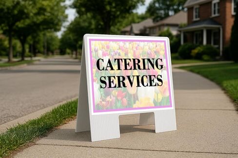 Catering Services Spring Flowers Tulips Up Arrows A-Frame Single Sided 23x23 in. sign in Saudi Arabia