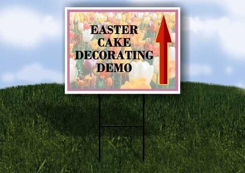 Easter Cake Decorating Demo Spring Flowers Tulips Directional Arrows A-Frame Double Sided 23x23 in. sign in Kuwait