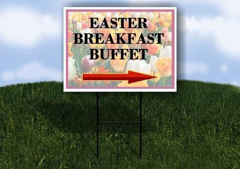 Easter Breakfast Buffet Spring Flowers Tulips Directional Arrows A-Frame Double Sided 23x23 in. sign in Saudi Arabia