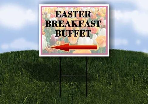 Easter Breakfast Buffet Spring Flowers Tulips Directional Arrows A-Frame Double Sided 23x23 in. sign in Saudi Arabia