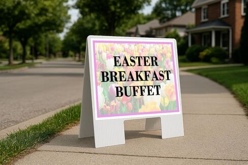 Easter Breakfast Buffet Spring Flowers Tulips Directional Arrows A-Frame Double Sided 23x23 in. sign in Saudi Arabia