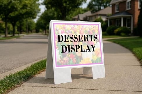 Desserts Display Spring Flowers Tulips Directional Arrows A-Frame Double Sided 23x23 in. sign in Kuwait