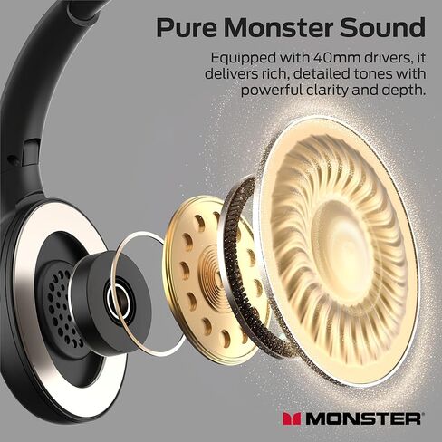 سماعات Monster TVlink 300 اللاسلكية، سماعات تلفزيون لاسلكية لكبار السن مع قاعدة شحن جهاز الإرسال، سماعات فوق الأذن مع بلوتوث 5.3، وقت تشغيل 45 ساعة، بدون تأخير صوت، ملاءمة مريحة in Kuwait