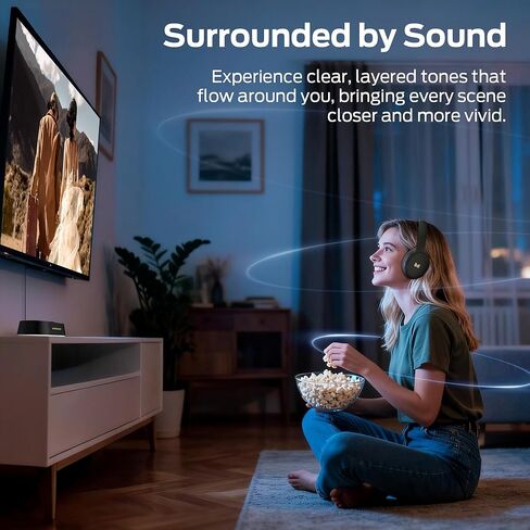 سماعات Monster TVlink 300 اللاسلكية، سماعات تلفزيون لاسلكية لكبار السن مع قاعدة شحن جهاز الإرسال، سماعات فوق الأذن مع بلوتوث 5.3، وقت تشغيل 45 ساعة، بدون تأخير صوت، ملاءمة مريحة in Kuwait
