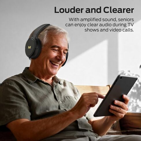 سماعات Monster TVlink 300 اللاسلكية، سماعات تلفزيون لاسلكية لكبار السن مع قاعدة شحن جهاز الإرسال، سماعات فوق الأذن مع بلوتوث 5.3، وقت تشغيل 45 ساعة، بدون تأخير صوت، ملاءمة مريحة in Kuwait