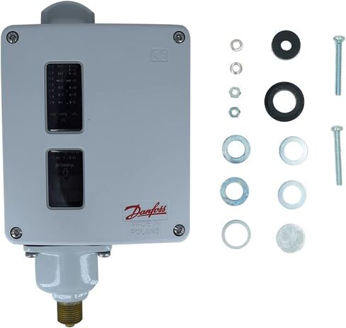مفتاح ضغط الهواء المنخفض (النطاق: 0.09 بار إلى 0.4 بار) لضواغط التبريد والتدفئة والتهوية وتكييف الهواء ومصانع الصلب من شركة دانفوس الموديل: RT 121 (عبوة من قطعة واحدة) in Kuwait