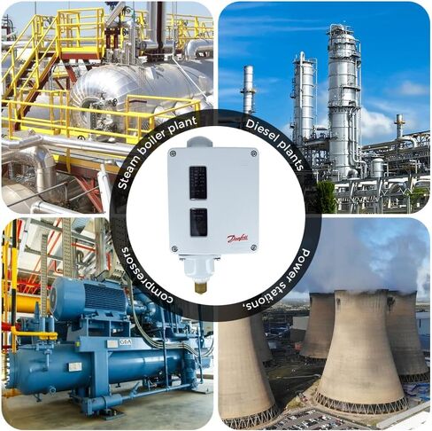 مفتاح ضغط الهواء المنخفض (النطاق: 0.09 بار إلى 0.4 بار) لضواغط التبريد والتدفئة والتهوية وتكييف الهواء ومصانع الصلب من شركة دانفوس الموديل: RT 121 (عبوة من قطعة واحدة) in Kuwait