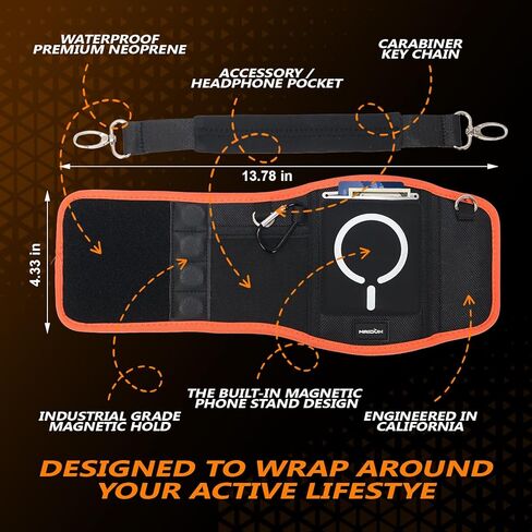 Magnetic Gym Water Bottle Bag & Holder with Magnetic Phone Pocket, Keys & Bluetooth Earphone Storage, Gym Accessories Organizer with Card & Cash Pocket in Kuwait