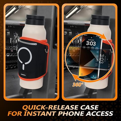 Magnetic Gym Water Bottle Bag & Holder with Magnetic Phone Pocket, Keys & Bluetooth Earphone Storage, Gym Accessories Organizer with Card & Cash Pocket in Kuwait