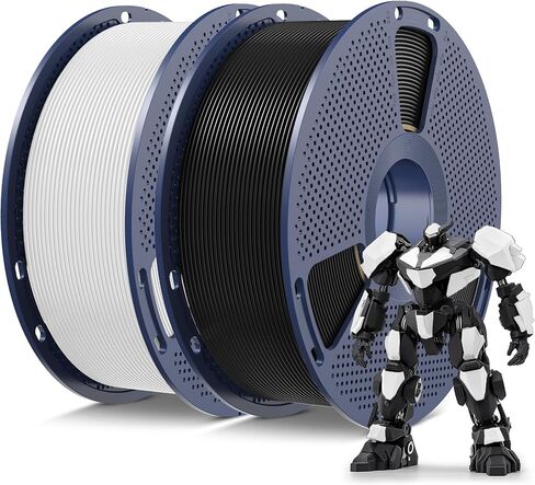 SUNLU PLA Filament 1.75 مم، خيوط طابعة PLA ثلاثية الأبعاد ممتازة، عالية الدقة وخالية من التشابك، عبوتان (إجمالي 2 كجم، 1 كجم / بكرة). (أسود + أبيض) in Kuwait