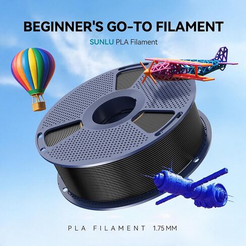 SUNLU PLA Filament 1.75 مم، خيوط طابعة PLA ثلاثية الأبعاد ممتازة، عالية الدقة وخالية من التشابك، عبوتان (إجمالي 2 كجم، 1 كجم / بكرة). (أسود + أبيض) in Kuwait