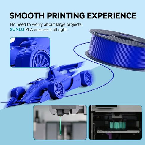 SUNLU PLA Filament 1.75 مم، خيوط طابعة PLA ثلاثية الأبعاد ممتازة، عالية الدقة وخالية من التشابك، عبوتان (إجمالي 2 كجم، 1 كجم / بكرة). (أسود + أبيض) in Kuwait