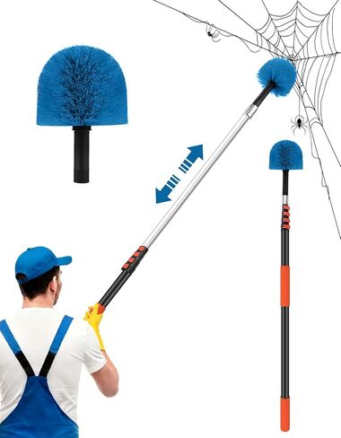 Cobweb Duster with Extension Pole, Dense Soft Bristles & Efficient Dust Removal, High Reach Cleaning 5-20FT Adjustable to 26FT, Indoor Outdoor for Ceilings/Corners/Fans in Saudi Arabia