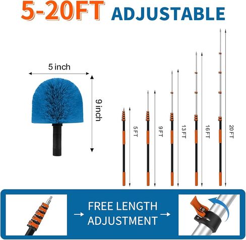 Cobweb Duster with Extension Pole, Dense Soft Bristles & Efficient Dust Removal, High Reach Cleaning 5-20FT Adjustable to 26FT, Indoor Outdoor for Ceilings/Corners/Fans in Saudi Arabia