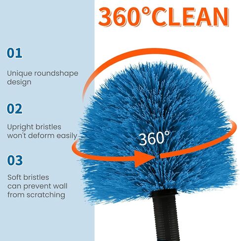 Cobweb Duster with Extension Pole, Dense Soft Bristles & Efficient Dust Removal, High Reach Cleaning 5-20FT Adjustable to 26FT, Indoor Outdoor for Ceilings/Corners/Fans in Saudi Arabia