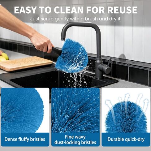 Cobweb Duster with Extension Pole, Dense Soft Bristles & Efficient Dust Removal, High Reach Cleaning 5-20FT Adjustable to 26FT, Indoor Outdoor for Ceilings/Corners/Fans in Saudi Arabia