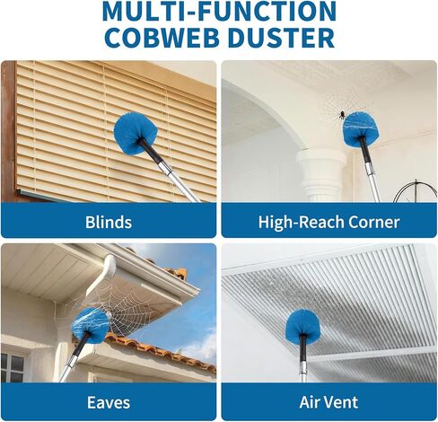 Cobweb Duster with Extension Pole, Dense Soft Bristles & Efficient Dust Removal, High Reach Cleaning 5-20FT Adjustable to 26FT, Indoor Outdoor for Ceilings/Corners/Fans in Saudi Arabia