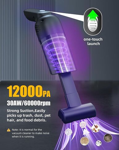 Handheld Vacuum Cordless, Car Vacuum Portable Cordless with 12000PA Strong Suction, Multi-Nozzles & 2 Washable Filters, 0.9lb Lightweight, Mini Hand Vacuum Cleaner for Car, Home, Office, Pet Hair in Kuwait