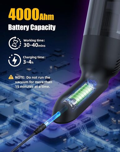 Handheld Vacuum Cordless, Car Vacuum Portable Cordless with 12000PA Strong Suction, Multi-Nozzles & 2 Washable Filters, 0.9lb Lightweight, Mini Hand Vacuum Cleaner for Car, Home, Office, Pet Hair in Kuwait