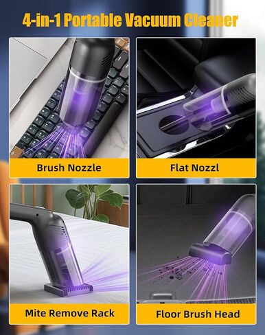 Handheld Vacuum Cordless, Car Vacuum Portable Cordless with 12000PA Strong Suction, Multi-Nozzles & 2 Washable Filters, 0.9lb Lightweight, Mini Hand Vacuum Cleaner for Car, Home, Office, Pet Hair in Kuwait