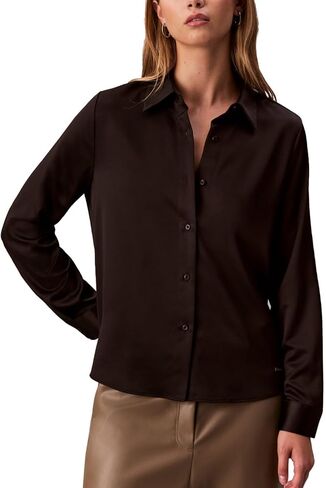 Calvin Klein Womens Satin Button-Down Shirt in Saudi Arabia
