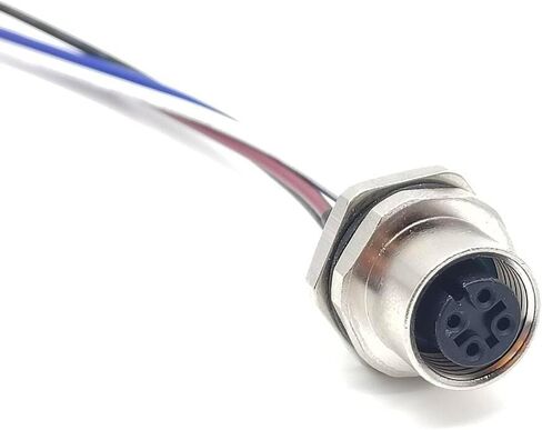 10pcs M12 Connector 4Pin Female Bulkhead A Coded Aviation Socket Waterproof Straight Non-shield Panel Mount Receptacle with Wires 1M AWG22 Power Connection Wireable Cable Industrial Round Connectors in Saudi Arabia