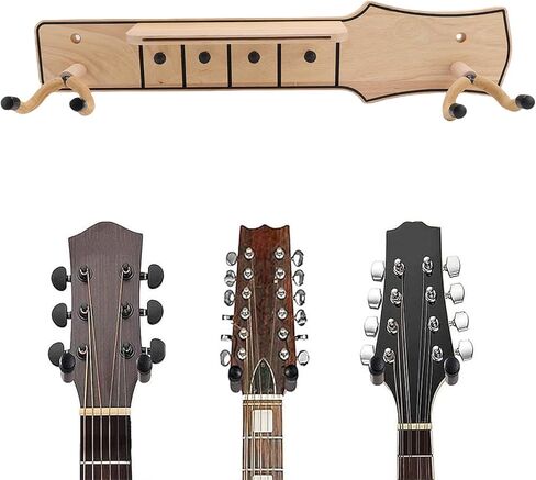 Eujgoov Solid Wood Guitar Hanger Rack, Glossy Wall Mount Stand with Pick Holder, Rubber Protection, Pine Wood, Holiday Present for Guitar Enthusiasts in Saudi Arabia