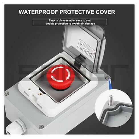BIK DIY Metal Push Button Control Box Explosion-Proof Junction Waterproof Boxed Emergency Start Reset Electric(3P Emergency Reset-01) in Saudi Arabia