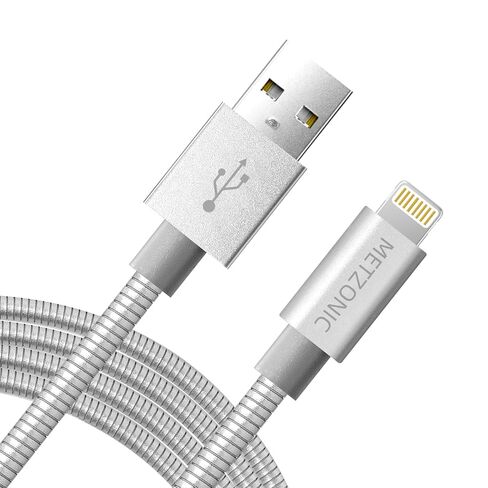 MFi Certified Charger Cable[2 Pack, 6.6 Feet] Metal Braided USB Cable with Insulation Coated Steel Jacket, Strong & Fast Charging Data Transfer Cord Compatible with iPhone/iPad in Kuwait